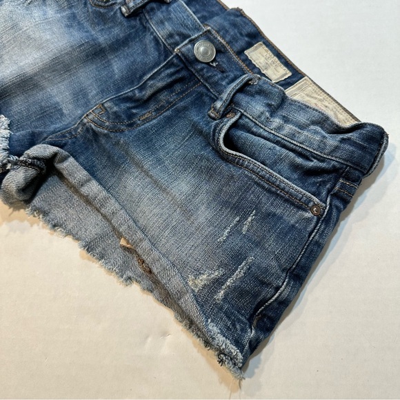 AllSaints LOWE Denim Cutoff Jean Shorts Low Rise Hot Pants, Size 26 - Picture 3 of 14